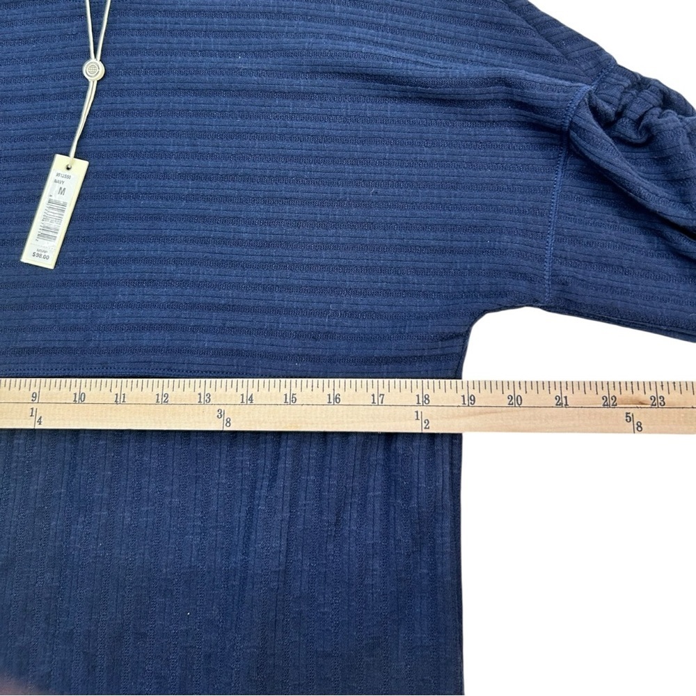 Max Studio Navy Textured Knit Dress Medium Boho Casual Ribbed Tunic NWT MSRP $98 - Picture 7 of 11